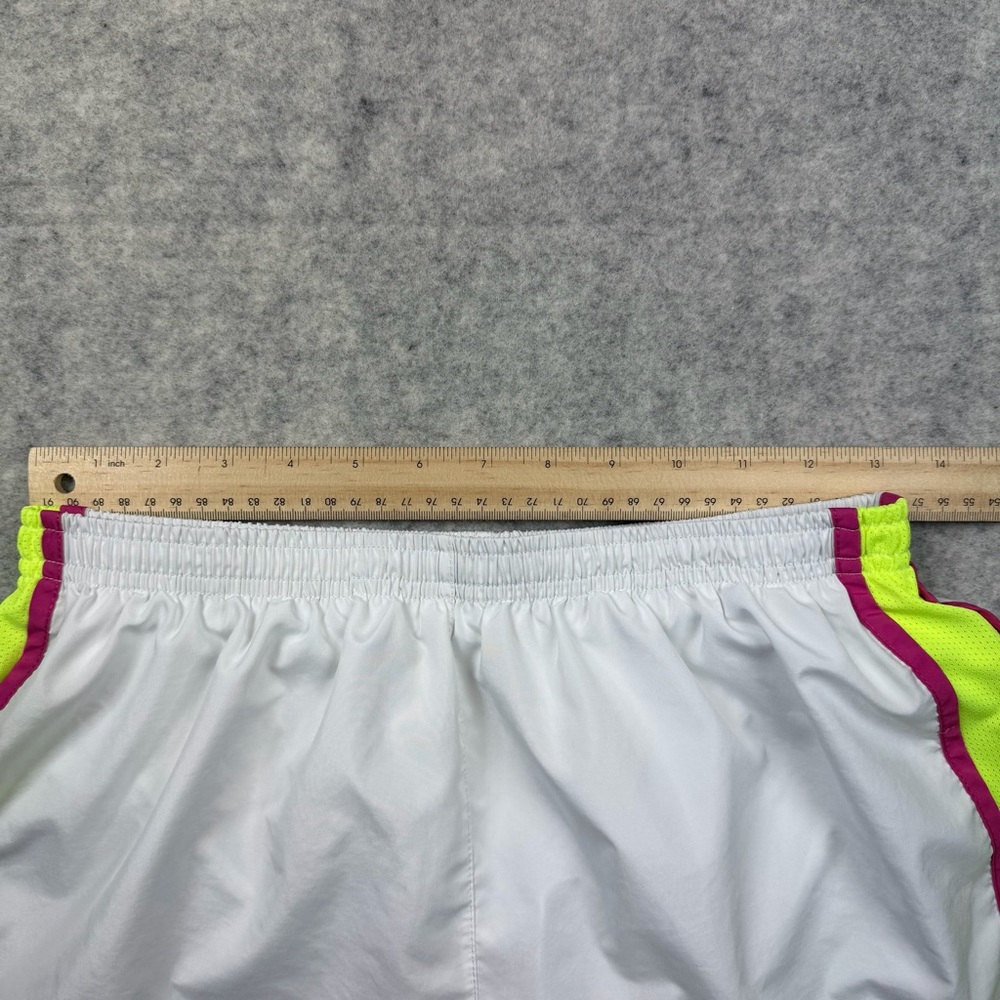 Women’s Nike Dri Fit White/pink/neon Yellow  Lined Running Shorts Size Medium - Picture 5 of 14